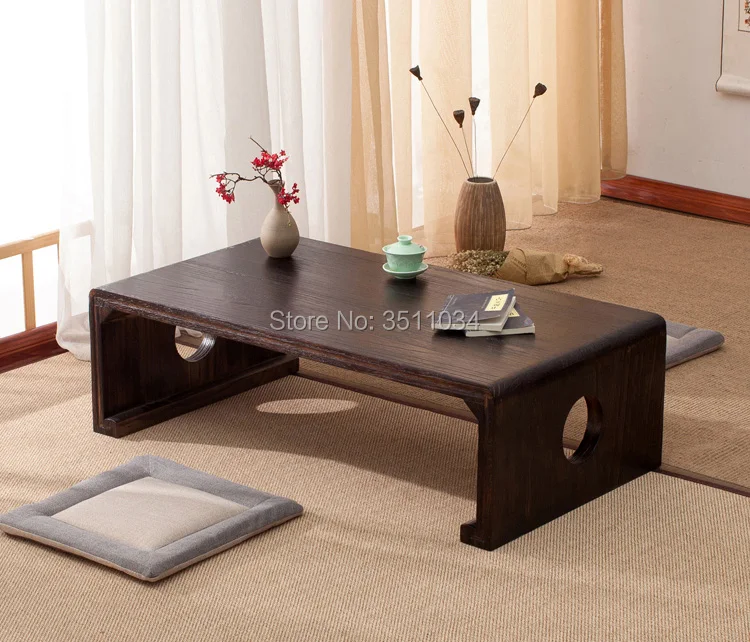 New Japanese Tea Table Rectangle 60x40x30cm Asian Antique Furniture Living Room Oriental Traditional Wooden Floor Low Side Table