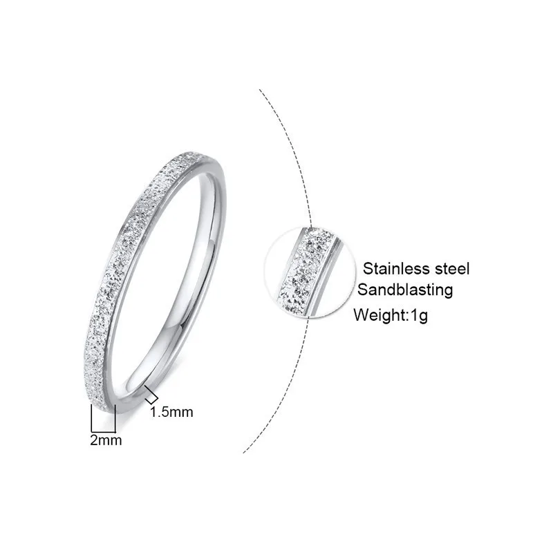 Vnox тонкий 2 мм кольца для женщин Sandblast нержавеющая сталь обручальные кольца anel anillo Alliance