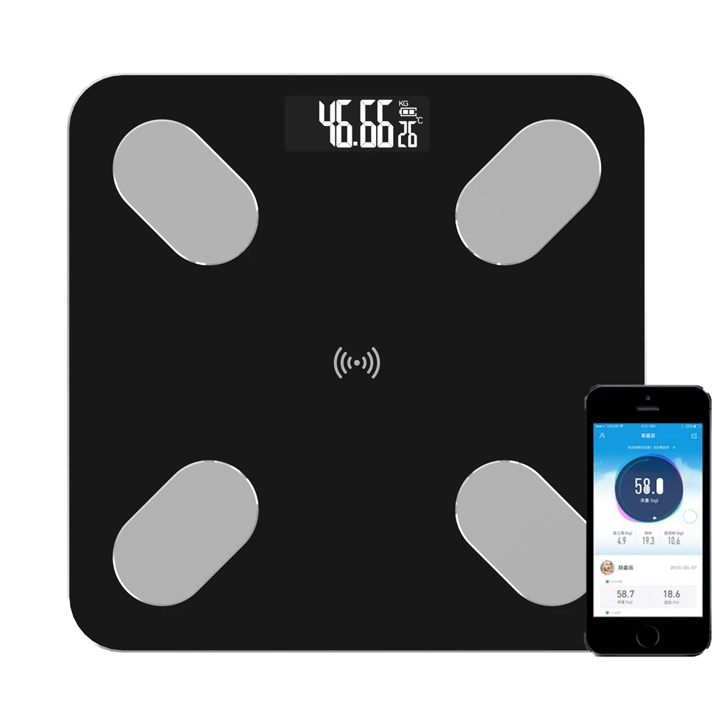 Bluetooth Body Fat Scale умные весы BMI Digital bathroom беспроводные анализатор состава тела с