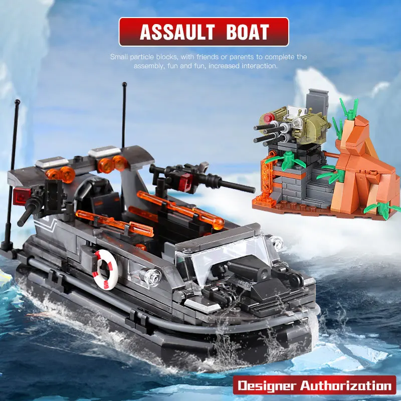 

XINGBAO 06017 Genuine 497Pcs Military Series The Assault Boat Set Building Blocks Bricks Educational Toys As Model Gift For Kids