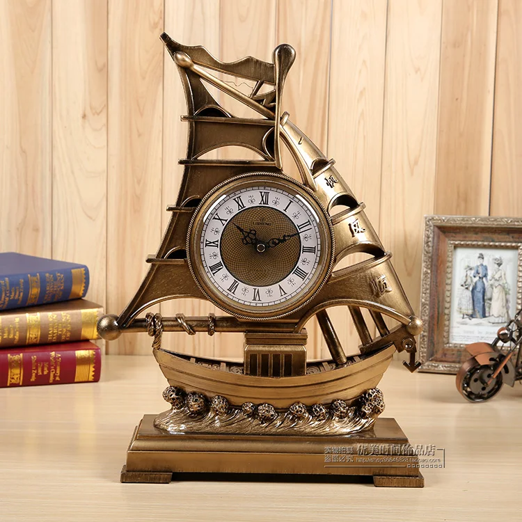 Творческий ручной работы из кованого железа часы декоративные настольные часы Ретро исследование спальня гостиная гладкой парусных ремесел орн