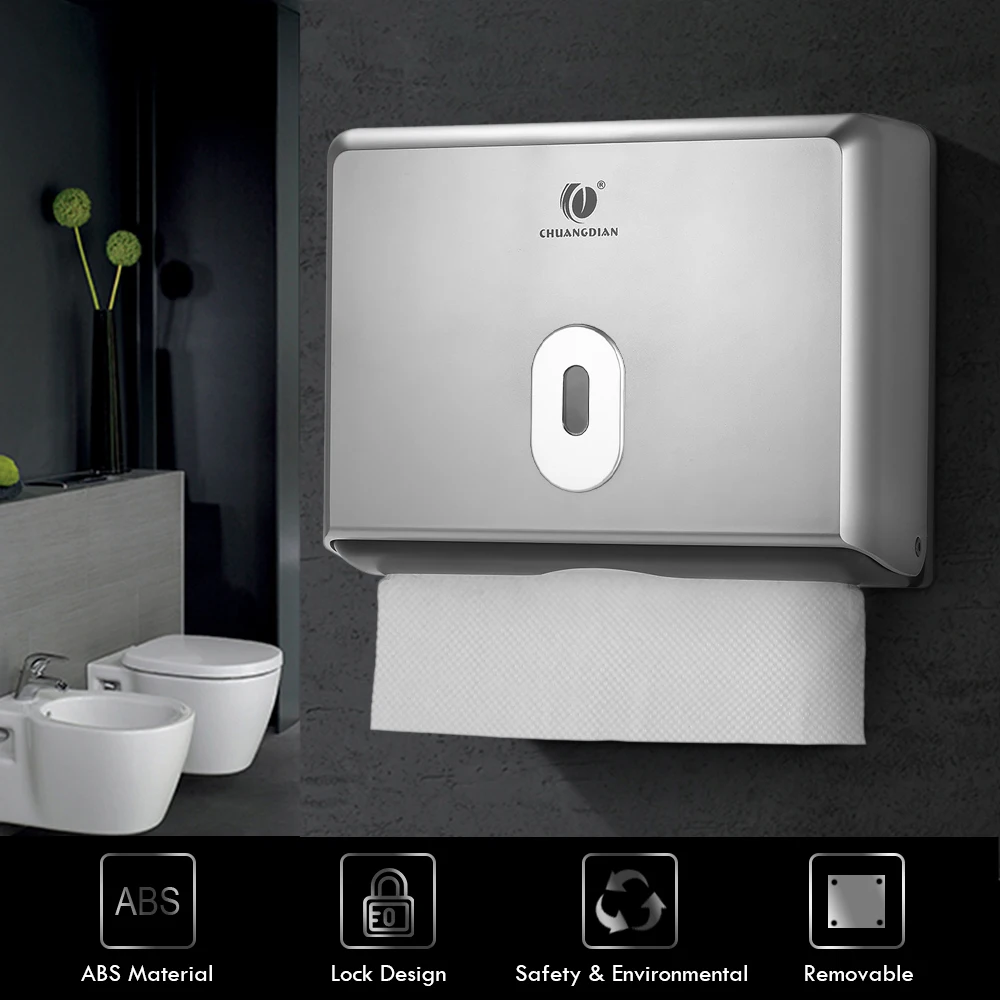 

CHUANGDIAN Tissue Box Wall-mounted Bathroom Tissue Dispenser Holder ABS Multifold Paper Towels Kitchen Toilet Paper Dispenser