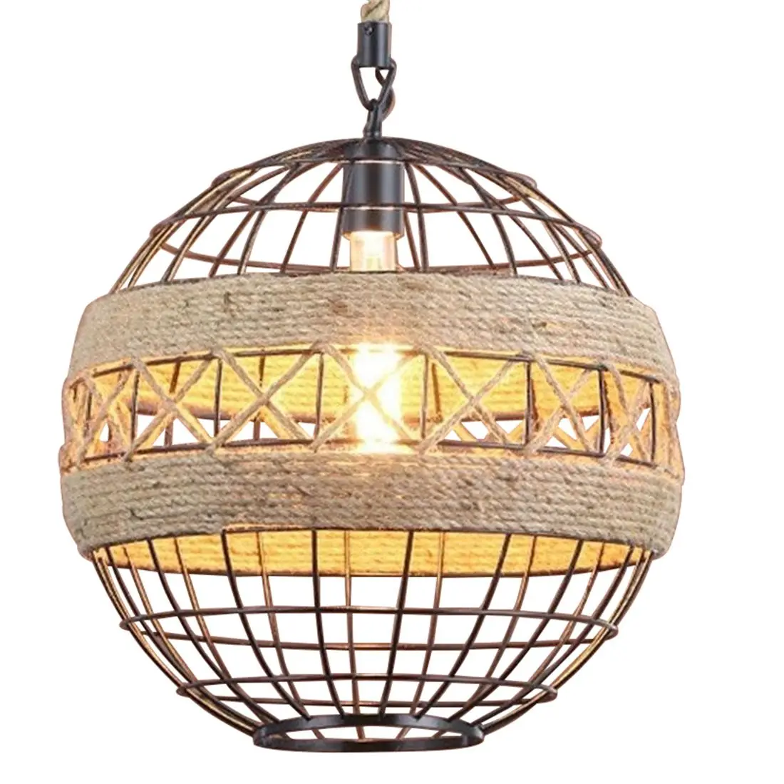 

Country retro rope industrial wind chandelier Internet cafe restaurant cafe bar ball personalized lamps