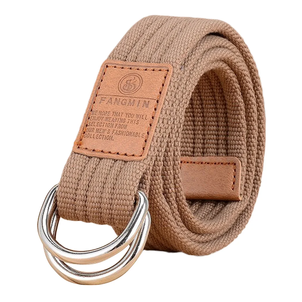 Outdoor Canvas Weave Belt Men Women Elastic Double Ring Buckle Waist