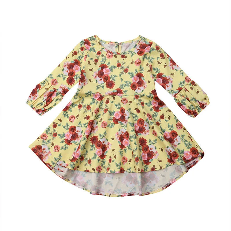 

Fashion Spring Fall Baby Girls Flowers Dress Princess Party Long Sleeve Tutu Dress Baby Dresses Kids Girl Clothes Gown Vestidos