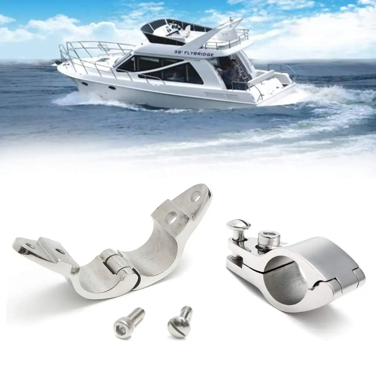 

Audew 22/25mm Fitting Boat Bimini Top Hinged Jaw Slide Marine Hardware 316 Stainless Steel With 2 Screws Easy Install