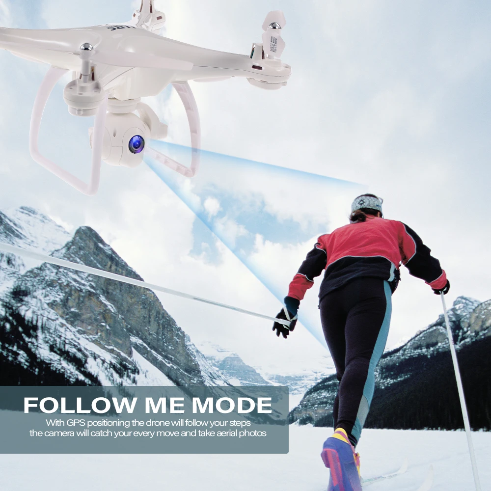 

RC Drone with Camera Adjustable 720P Wifi FPV RC Selfie Drone GPS Positioning Follow Me Altitude Hold RC Quadcopter VS XS809HW