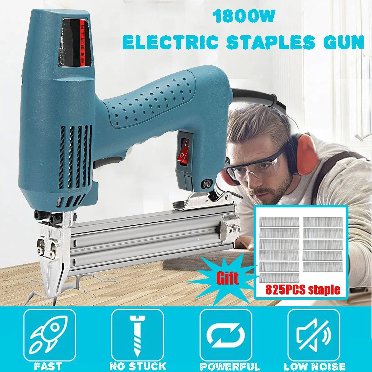 

220-240V AC 1800W Framing Tacker U Stapler Electric Staples for Guns Hand Tool Carpentry Woodworking Tools