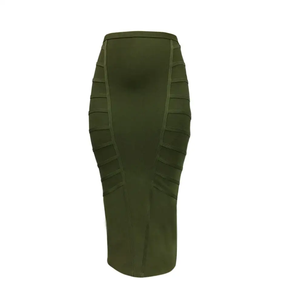 

KAOUYOU Women Bodycon Bandage Skirt Green Sexy Knitted Skirt Jupe Crayon Pleated Skirt Black Red Nigh Party Clubwer W100B