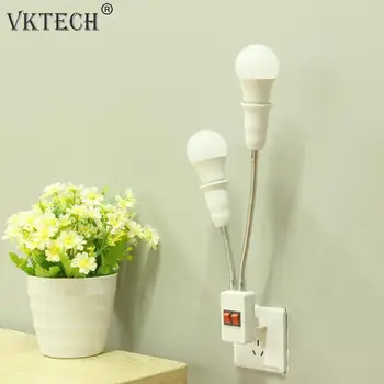 

E27/E26 Double Heads Flexible Lamp Holder Rotatable Extension Light Base