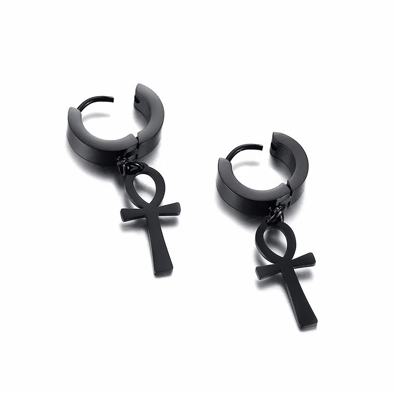 ANKH HUGGIE EARRINGS STAINLESS STEEL EGYPTIAN CROSS DROP EARING FOR MEN WOMEN EGYPT JEWELRY 4