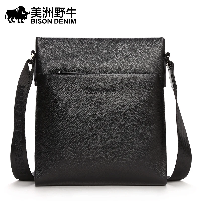 

BISON DENIM Brand Men Shoulder Bags Genuine Leather Briefcase Business Casual Handbag Men's Messenger Travel Bag