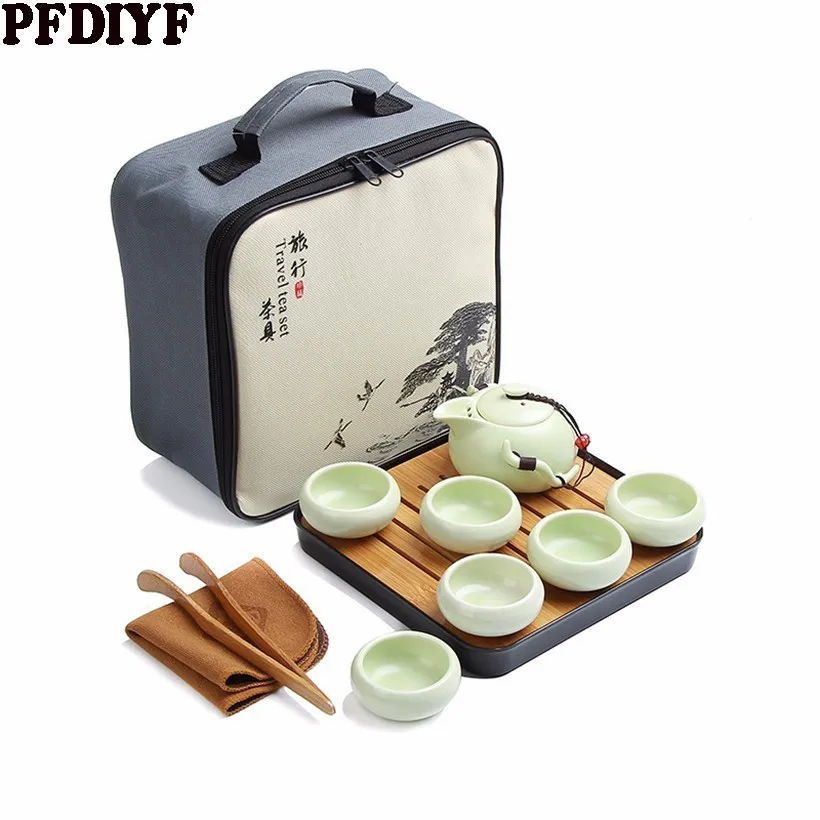 

Portable Travel Kung Fu Tea Set Ceramic Chinese Teapot Porcelain Teaset Gaiwan Tea Cups of Tea Ceremony Tea Pot With Travel Bag