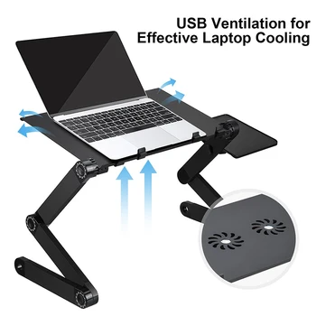 

Portable Adjustable Aluminum Laptop Desk Ergonomic TV Bed Laptop Tray PC Table Stand Notebook Table Desk Stand With Mouse Pad