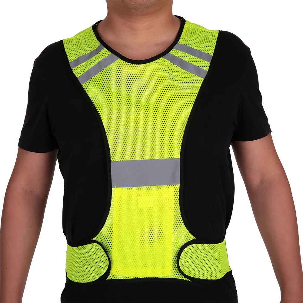 

High Visibility Reflective Safety Vest Breathable Mesh Vest Yellow Fluorescent Security Outdoor Cloth for Night Running Riding