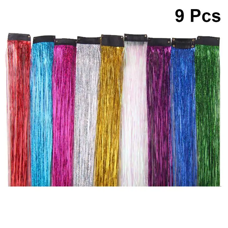 hair extensions clip pieces colored colour hairpieces fake dazzle 9pcs clips wigs fiber alibaba
