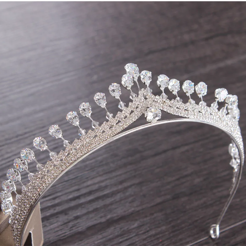Rosebridalpark Neue Silber Vintage Königin Zirkonia Kristall Tiaras Und Kronen Stirnband Für Frauen Braut Hochzeit Kleid Haar Schmuck