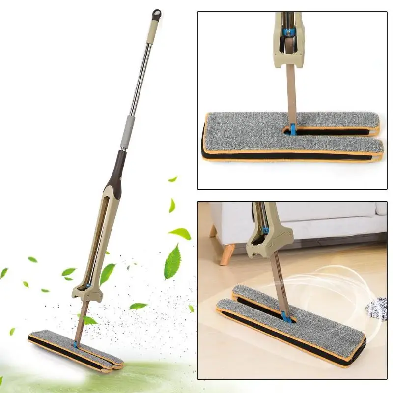 Double Sided Flat Cleaning Mop Self Wringing Wooden Floor Mops Dust