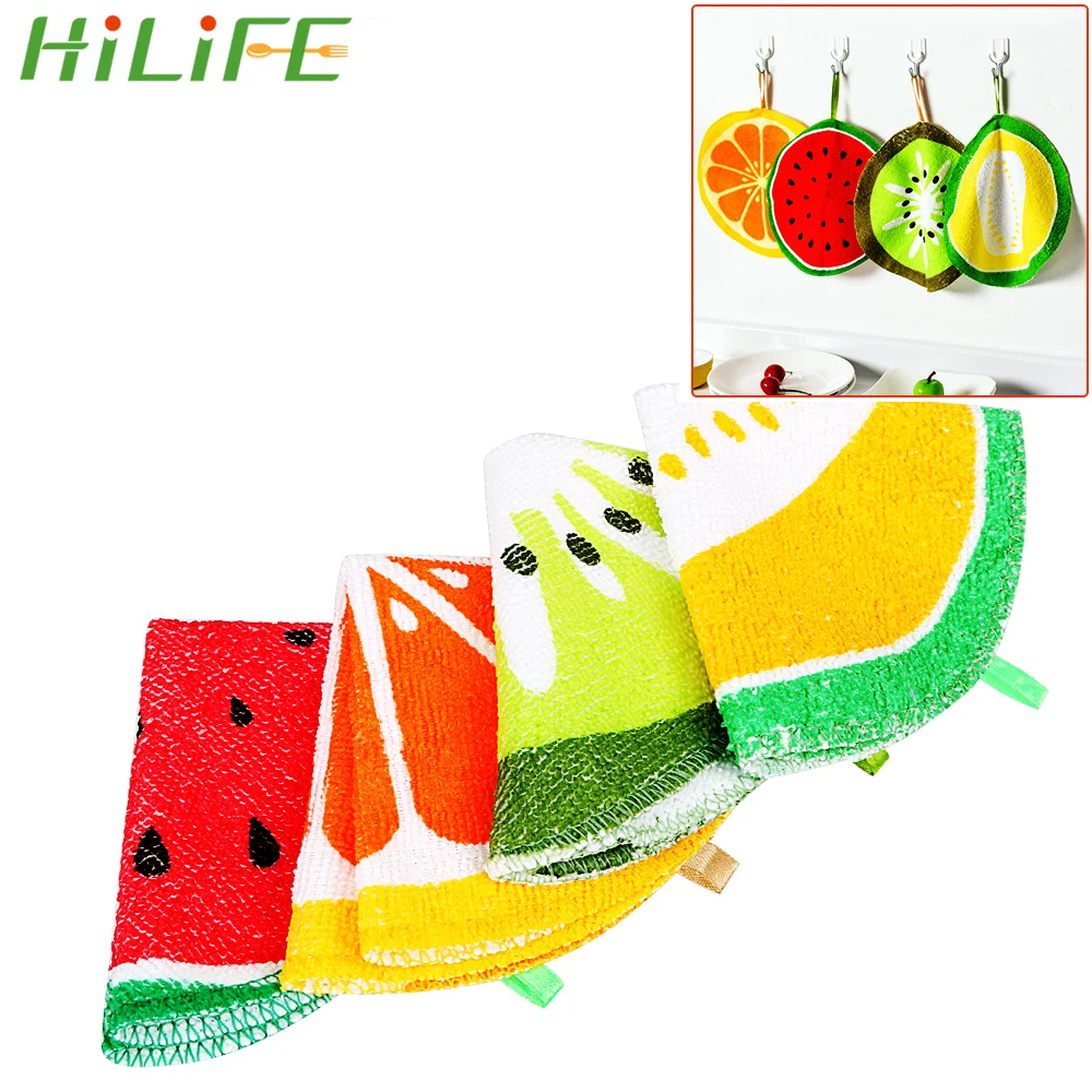 

HILIFE Absorbent Rag Cute Fruit Dishcloth Magic Wiping Rags Hand Towel Kitchen Cleaning Wash Cloth Kitchen Tools