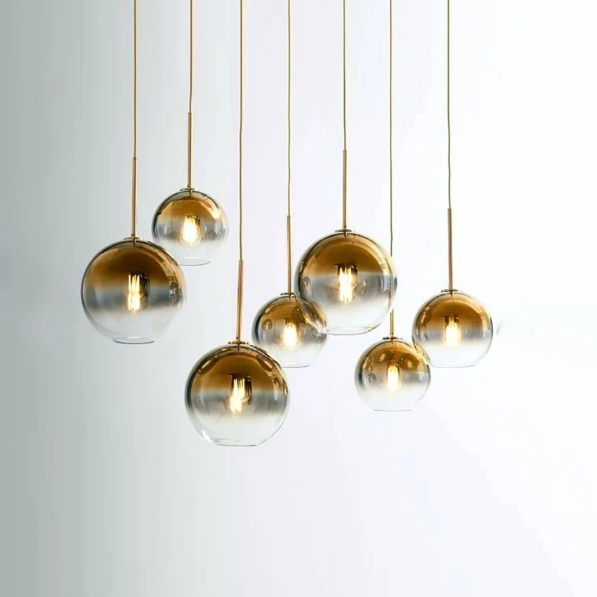 

Modern Pendant Light Transparent Silver Gold Glass Pendant Lamp Ball Hanging Lamps Kitchen Fixtures Dining Living Room Luminaire