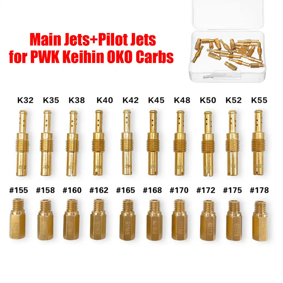 20Pcs Carburetor Main Jets & Carb Slow Jets Kit For PWK Keihin OKO CVK