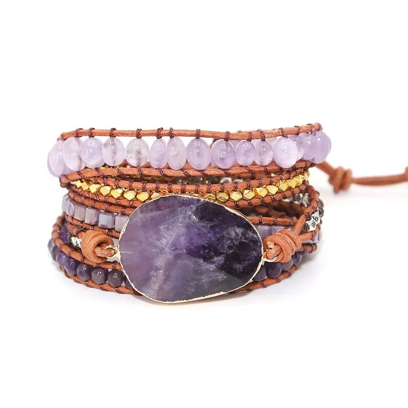 Handmade Leather Wrap Beaded Bracelets Fashion Chic Bangles Bohemian Gift Jewelry
