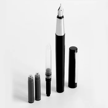 

BRIO Black/White Fountain Pen with Ink Storage Bag Box Case 0.3mm Nib Metal Inking P en for Writing Signing Pen