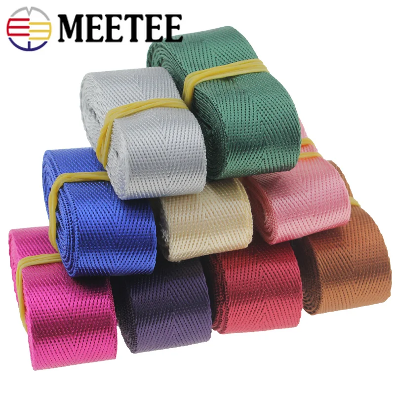 

Meetee 5meters 25mm Thick Nylon Webbing DIY Backpack Straps Car Seat Belt Sewing Accessories Smooth Silk Polyester Lace Webbing