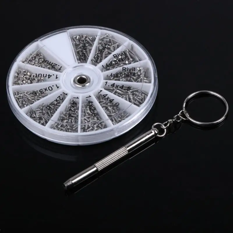 

12 Kinds 600Pcs/set of Stainless Steel Screws Nuts Assortment Kit M1 M1.2 M Screwdriver Repair Tool for Watch Glassess Screws