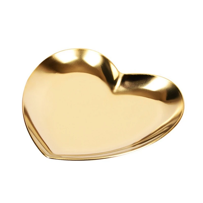 

Heart Shaped Jewelry Serving Plate Metal Tray Storage Arrange Fruit Tray Home