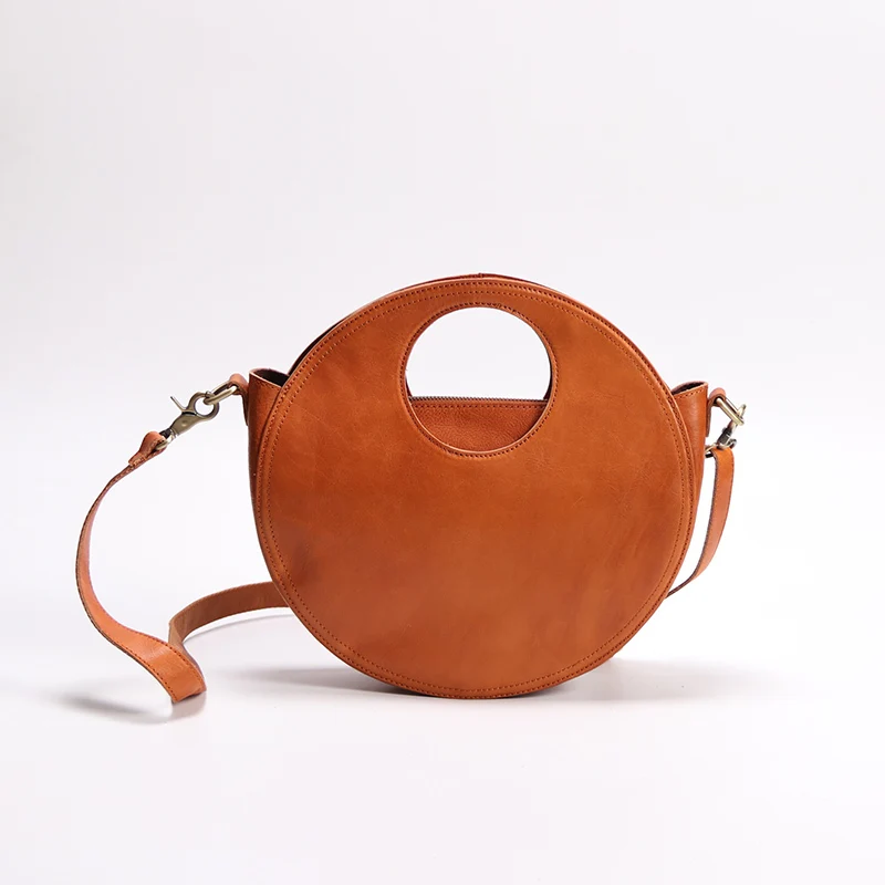 

2019 Latest Round Handbag Women Shoulder Sling Bags Handmade Retro Messenger Crossbody Bags Office Lady Hand Bags Small Totes