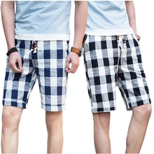 Клетчатые мужские шорты s летние мужские шорты с веревкой модные повседневные мужские свободные крутые шорты до колен