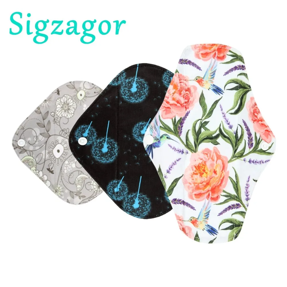 

[Sigzagor]1 XS,S,Long Panty Liner Cloth Menstrual Pad,Bamboo Charcoal,Mama Cloth Menstrual Sanitary Reusable Washable Mix Size