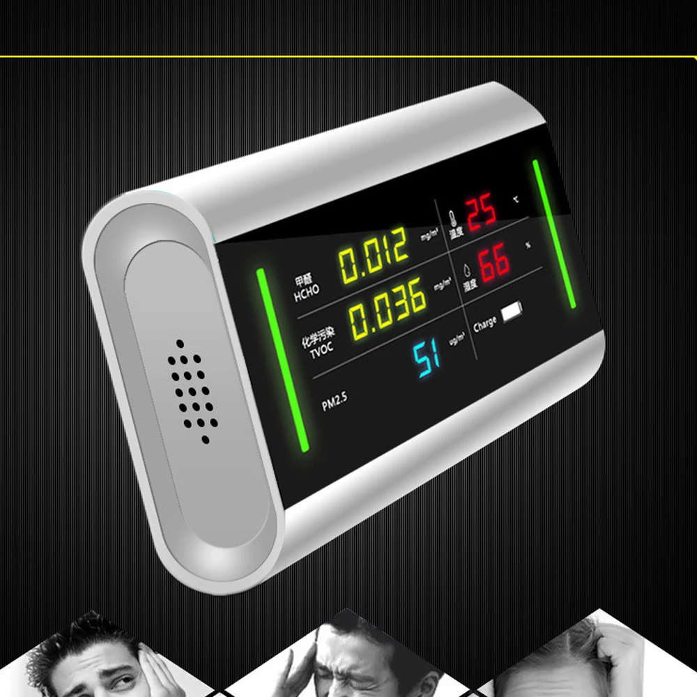 

Digital Display USB Rechargeable TVOC HCHO Formaldehyde Detector Air Quality Analyzer Temperature Humidity Meter