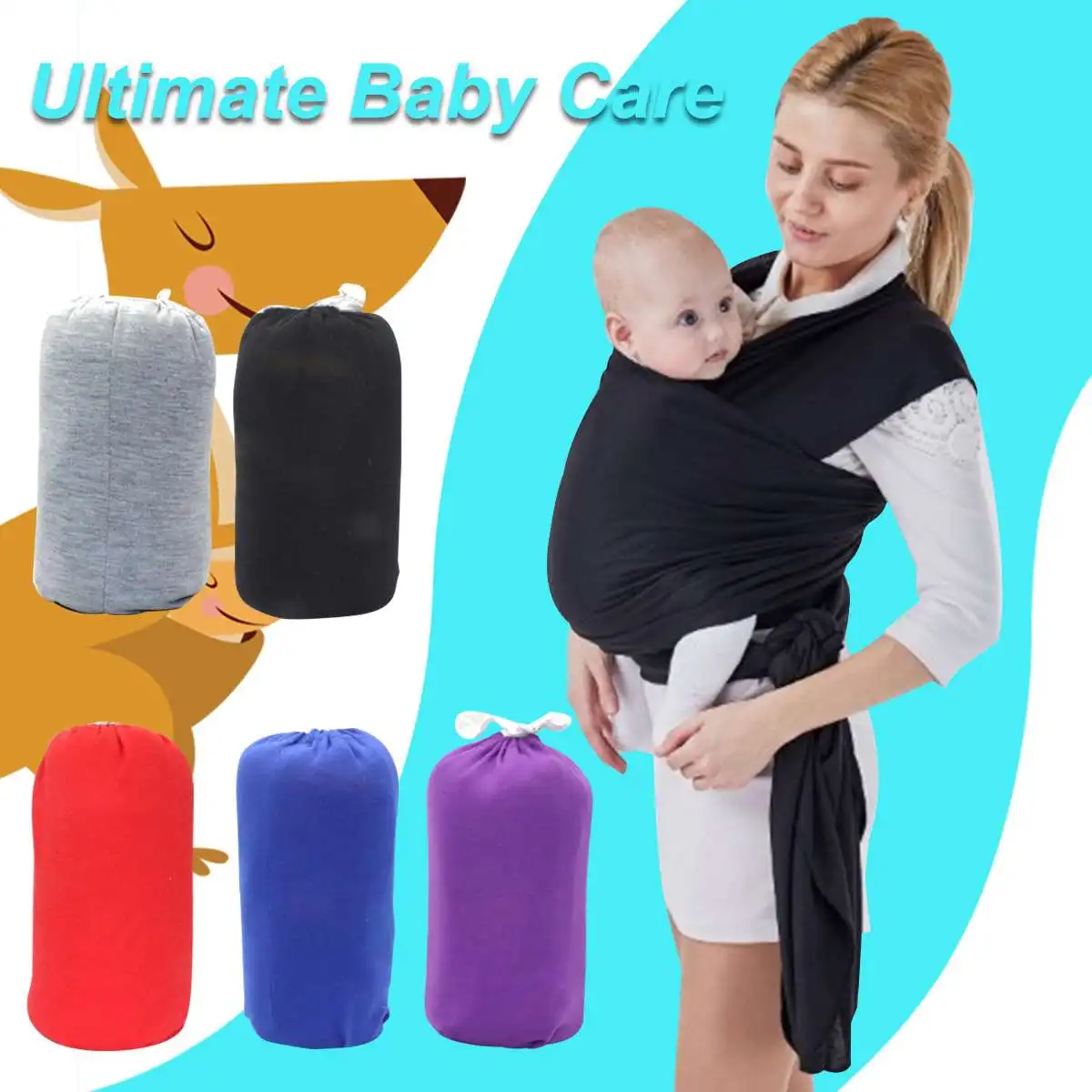 

Breathable Baby Sling Stretchy Wrap Carrier Adjustable Infant Comfortable Breathable Baby Slings Beach towel Baby Wrap Carrier