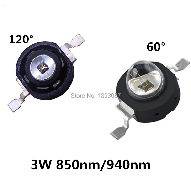 5 PCS 3W Infrared IR High Power LEDs Emitter CCTV Camera IR Diode for