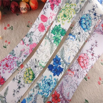 

1"25mm 10 yards flowers printed grosgrain ribbons DIY hairbows handmade materials YM18020917