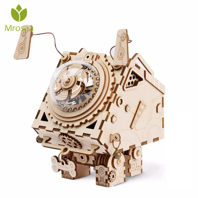 DIY 3D Деревянный чип головоломка музыкальная шкатулка игрушки diy рукоятка