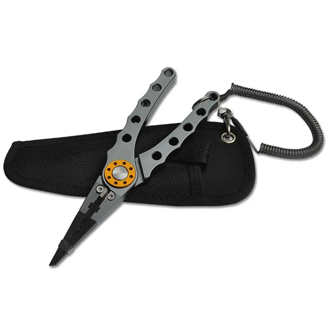 

Portable Multi Function Fishing Pliers Fish Hook Remover Split Ring Plier Tools Fixed Lock, Multi-function