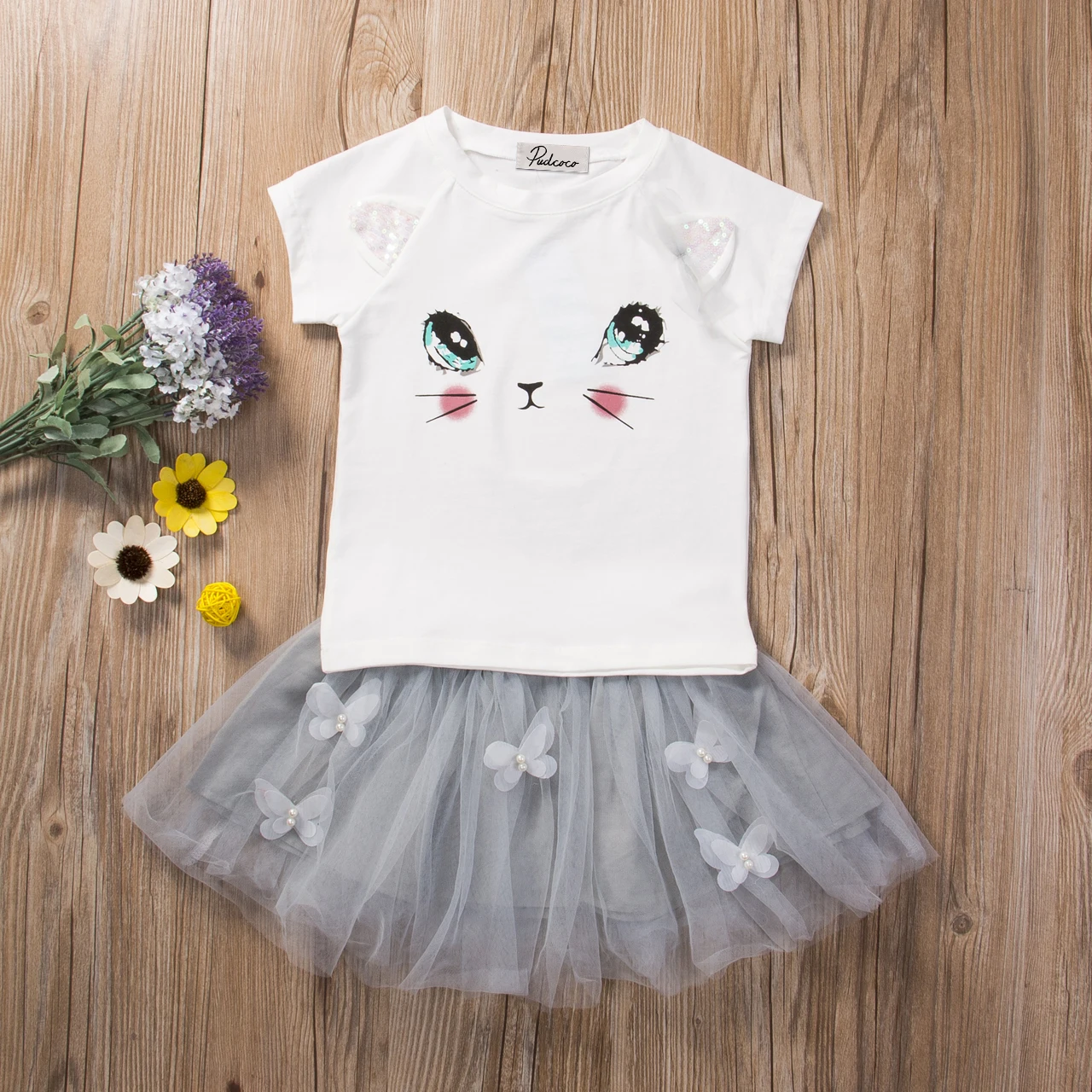Pudcoco/Одежда для девочек; хлопковая детская одежда для маленьких девочек; футболка; комплект из платья-пачки
