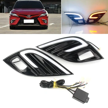 

12V LED DRL Daytime Running Light w/ Turn Signal Lamp For Toyota Camry SE XSE 2018