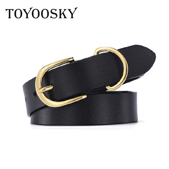

2018 New Fashion Arrival Women Retro Leather Belt Casual Pin Buckle Female Belt Bronze Gold Ring Fashion Belt for Women TOYOOSKY
