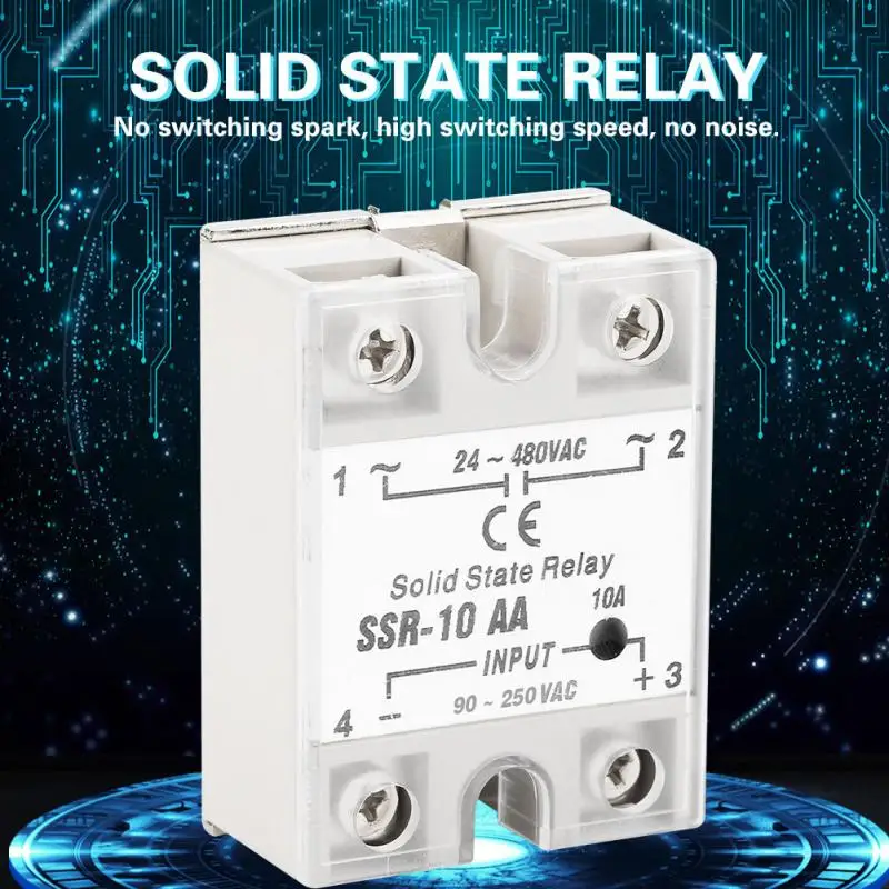 SSR 10 AA 10A твердотельный релейный модуль AC вход 90 250 В выход 24 480 инструмент пластик +