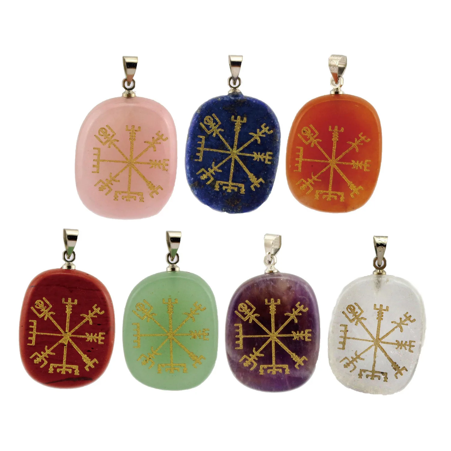 Viking Vegvisir компас Графический магический символ украшения из природных кристаллов