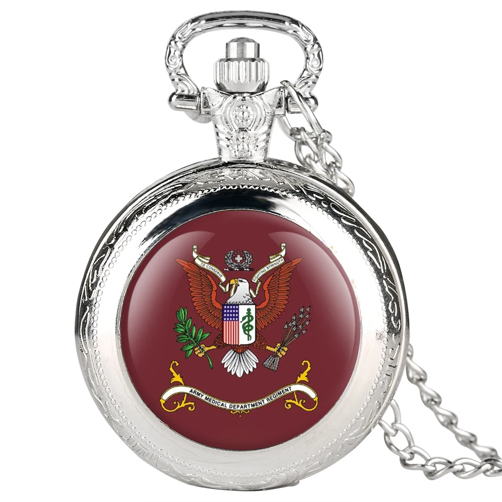 Mens Quartz Pocket Watch Eagle Red Pattern Pocket Watch for Boy Arabic Number Quartz Analog Watches for Teenager