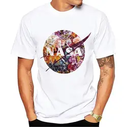 НАСА галактика земля принт футболка хлопок Круглый вырез Половина рукава рубашка мужские летние топы