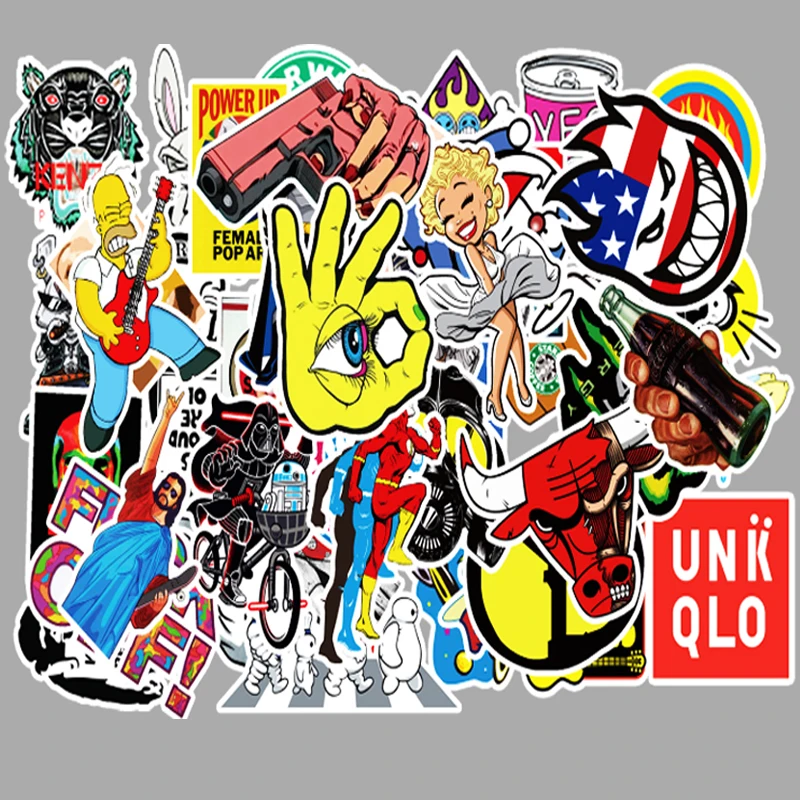 50 pcs 8 styles vinyl stickers for laptop pegatina portatil 15.6 skateboard skins for MacBook Air Pro Refrigerator sticker J57