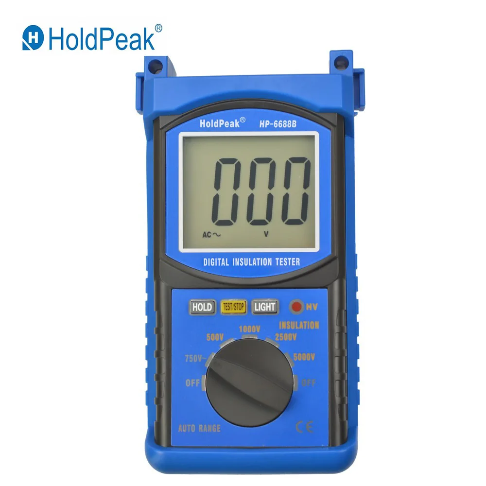 HoldPeak HP-6688B цифровой тестер сопротивления изоляции Автоматический диапазон ом тестер мегометр мегомметр 500 в/1000 В/2500 В/5000 в вольтметр