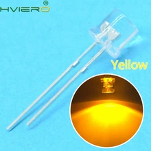 500pcs 5mm Flat top Yellow Wide Angle Light lamp LED ultra bright bulbs emitting diode F5mm Free shipping