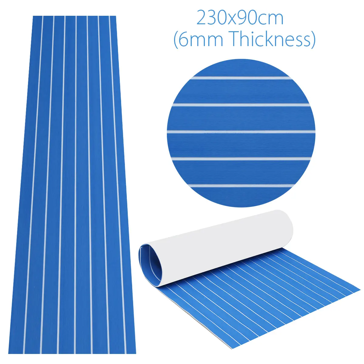 

6mm Blue Striped Self Adhesive EVA Boat Yacht Marine Flooring Faux Imitation Teak Decking Sheet Pad Foam Floor Mat Pad 90x230cm